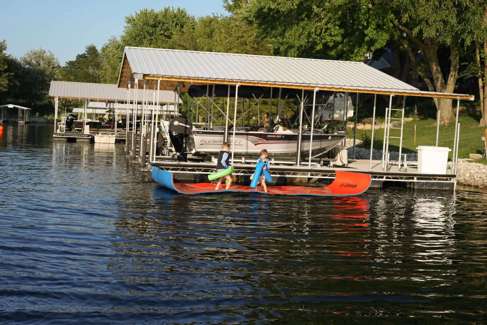 Two people in a canoe on the water.