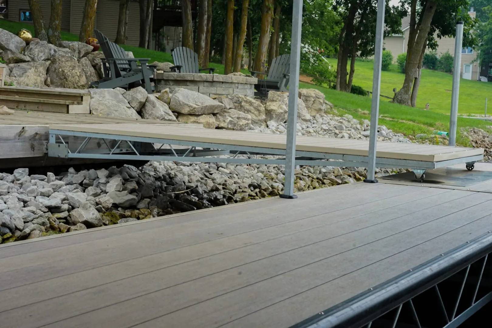 Floating dock with access ramp.